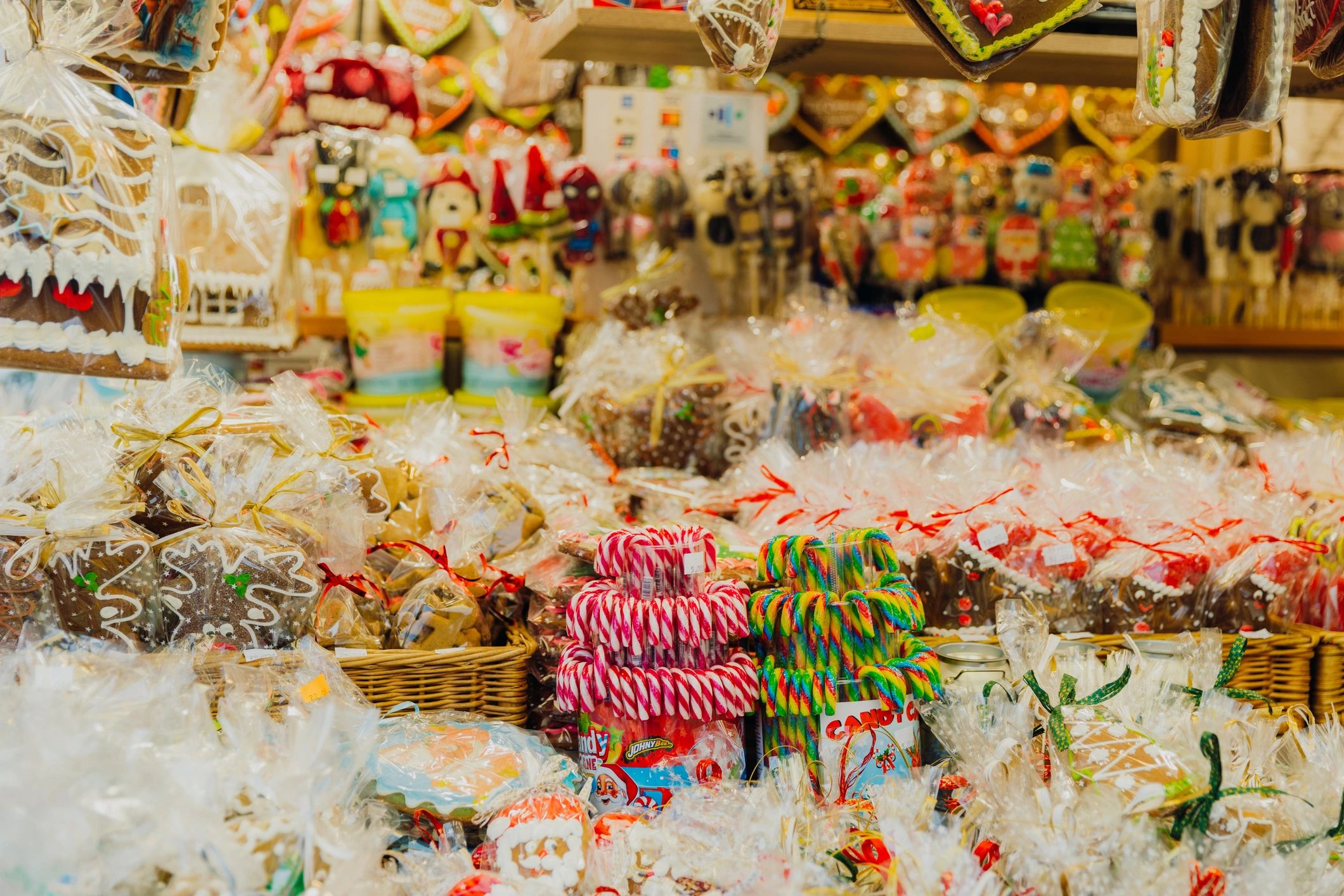 Assorted sweets and pastries on a market display